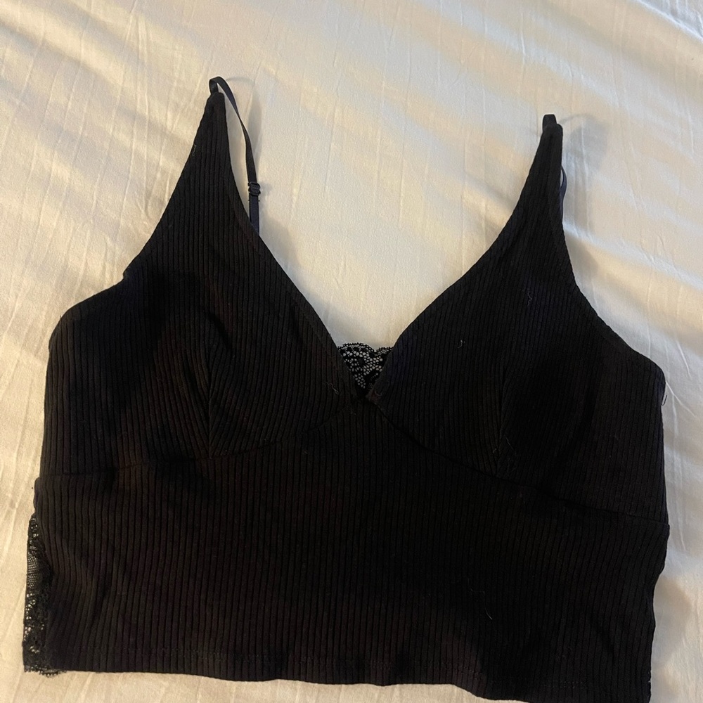 Black Ribbed Women's Bralette
